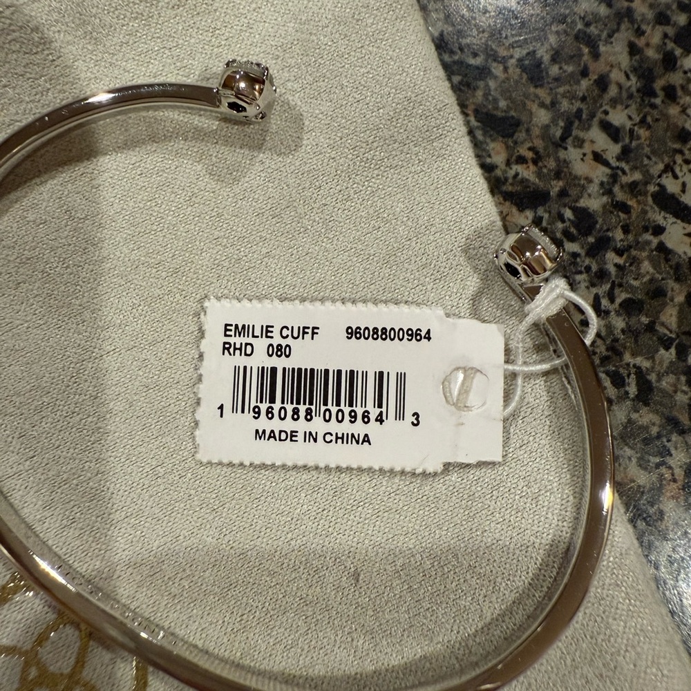 Kendra Scott Emilie Cuff Bracelet Rhodium Platinum Drusy - Picture 8 of 9